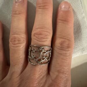 Sterling Silver Filigree Openwork Band Ring - Silver
